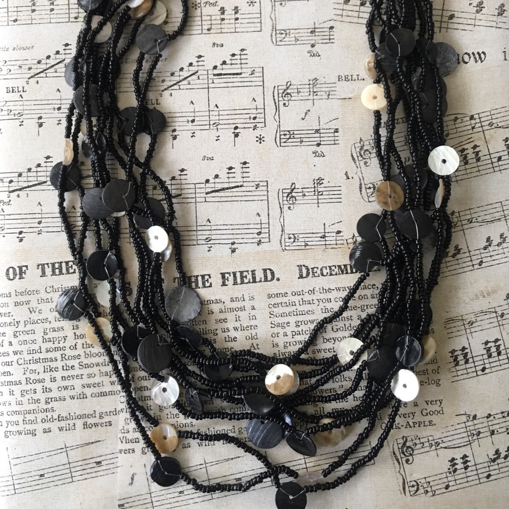Black Shell Multi Strand Necklace - image 3